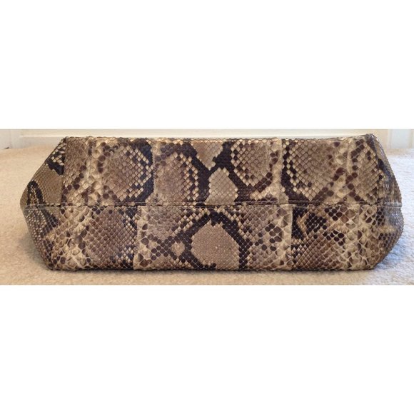 Authentic New Unused GENUINE natural beige brown PYTHON Carlos Falchi tote bag - Picture 8 of 11